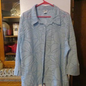 So Pretty, light blue  bottom down blouse